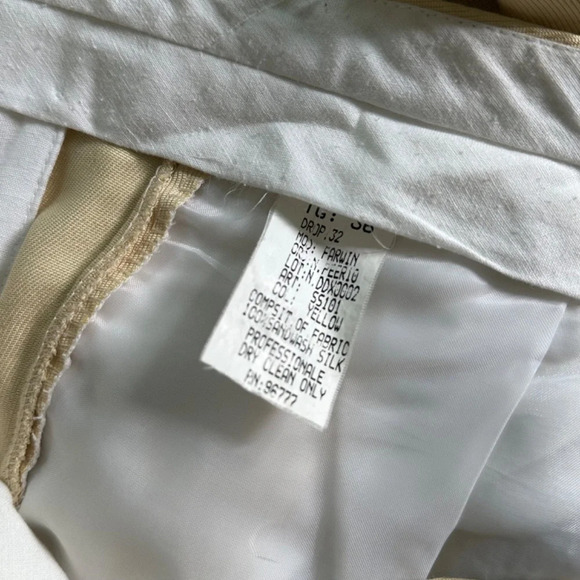 Bill Blass Sandwash Silk Pleat-Front Trousers 36 x 29 Butter Yellow 80s 90s Soft - Picture 7 of 8